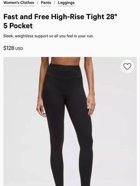lululemon athletica Fast and Free High-Rise Tight 28" - Black